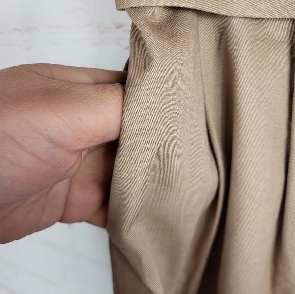 Song of Style Revolve Preppy Belted Pleated High Waist Trousers Khaki Beige M - Picture 6 of 15